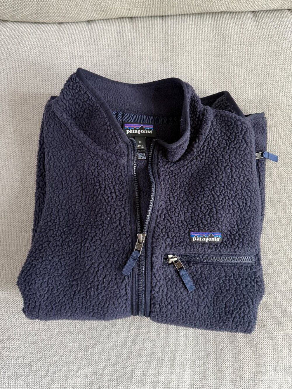 Women's Retro Pile Fleece Marsupial Pullover - Sunken Blue (Navy) - XL